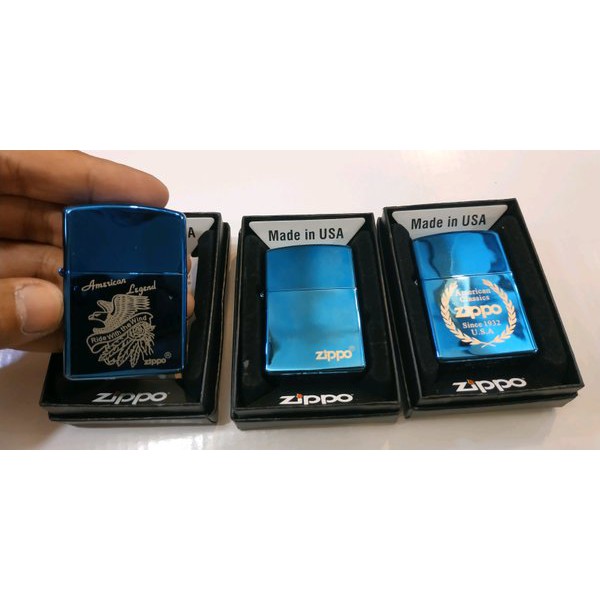 Zippo Blue Ice Grade Ori - Zippo Exclusive - Include Box Zippo - Kotak Zippo