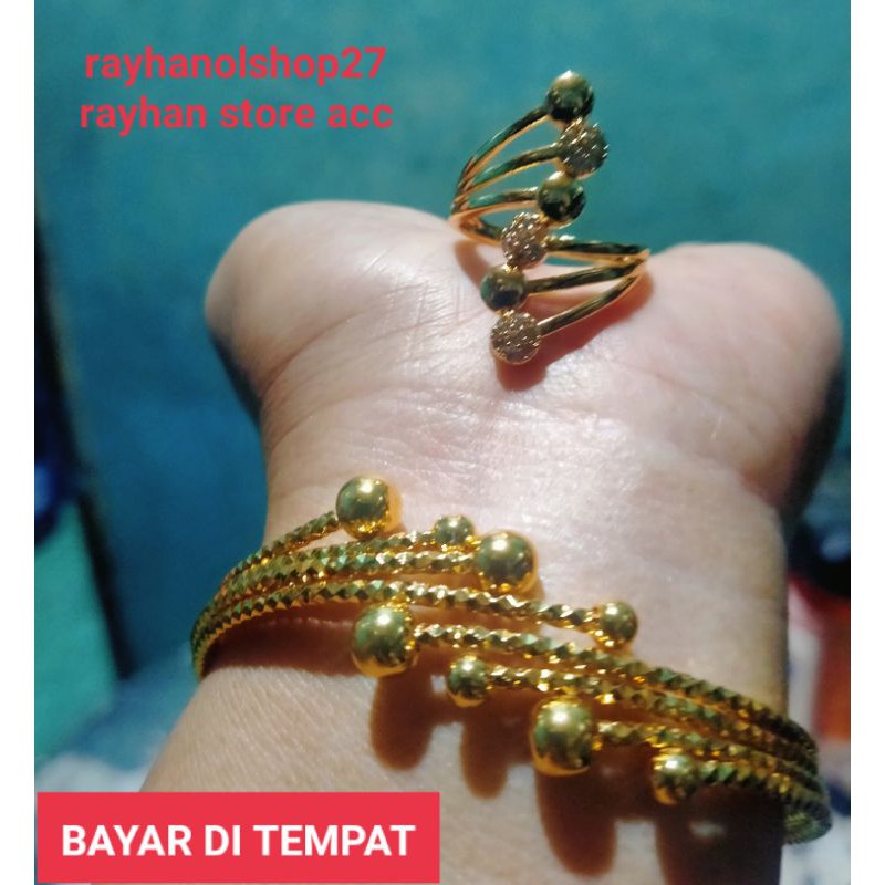 Set Gelang wanita motif Tangkai delapan FREE CINCIN tangkai nya