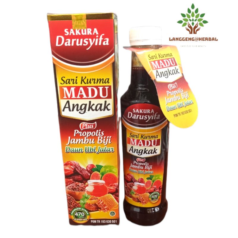

Darusyifa Madu Sari Kurma Angkak Plus Propolis ,Jambu Biji ,Ubi Jalar Obat Thypus , DBD San Naikin Trombosit