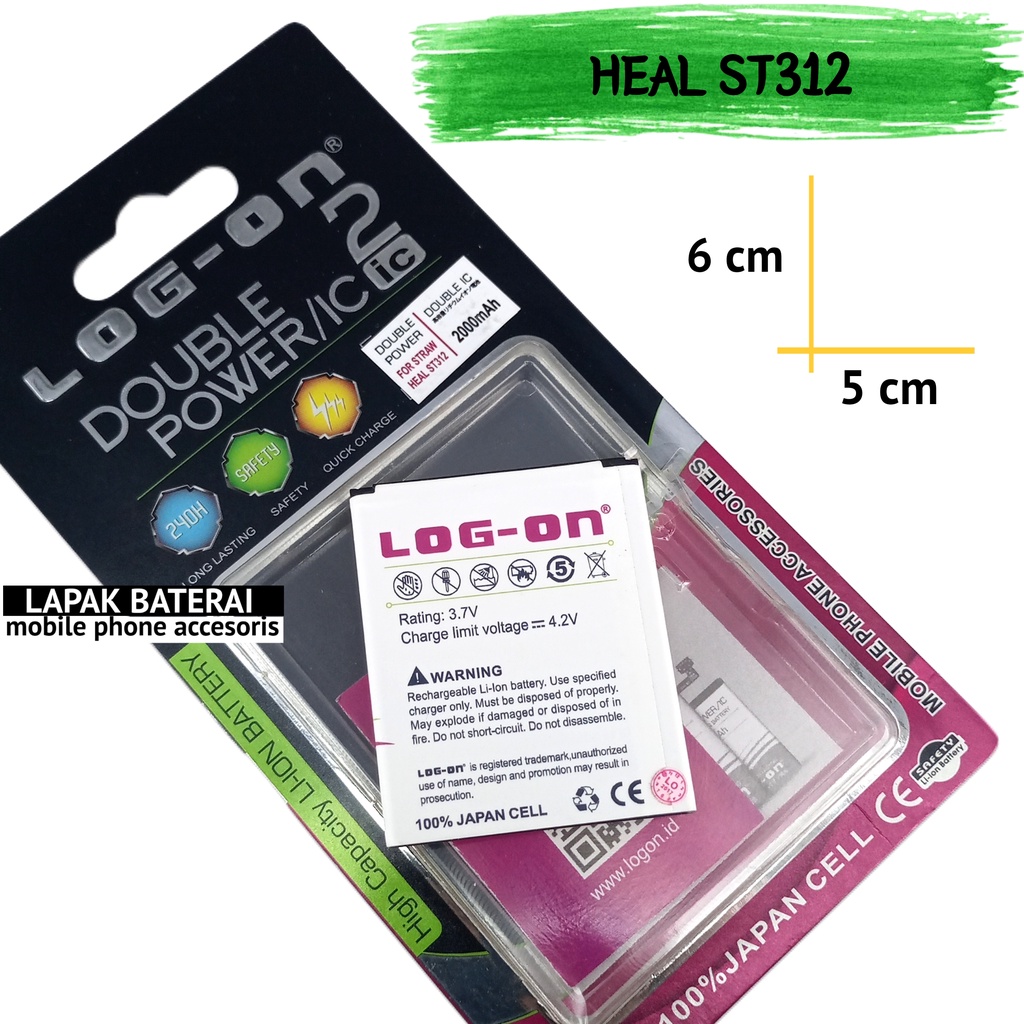 LOG - ON Baterai Strawberry ST312 Heal Double IC Protection Battery Batre