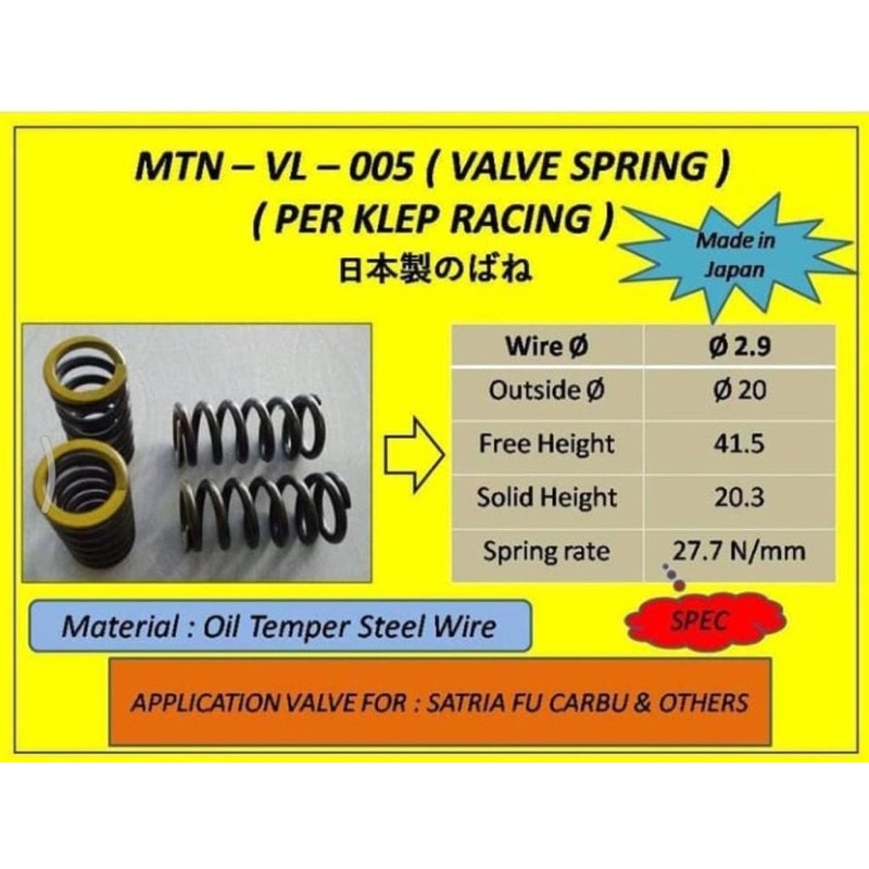 PER KLEP MTN SPRING JAPAN FOR, SATRIA FU KARBU per klep racing