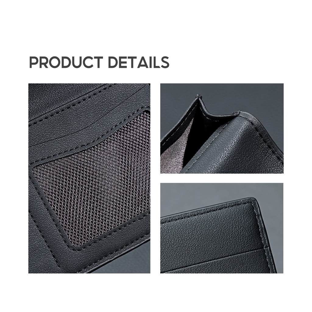 Miniso dompet pria panjang Tipis branded original kulit PU Leather Men's Long Wallet-1