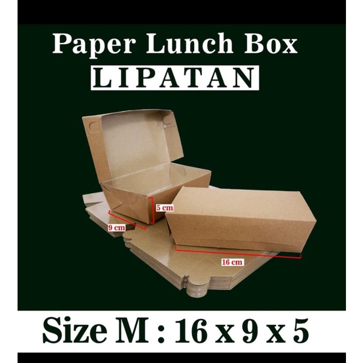 (100pcs) Box Makanan Coklat Lipatan Lembaran Ukuran M / Lunch Box M Craft Brown Lipatan Size M