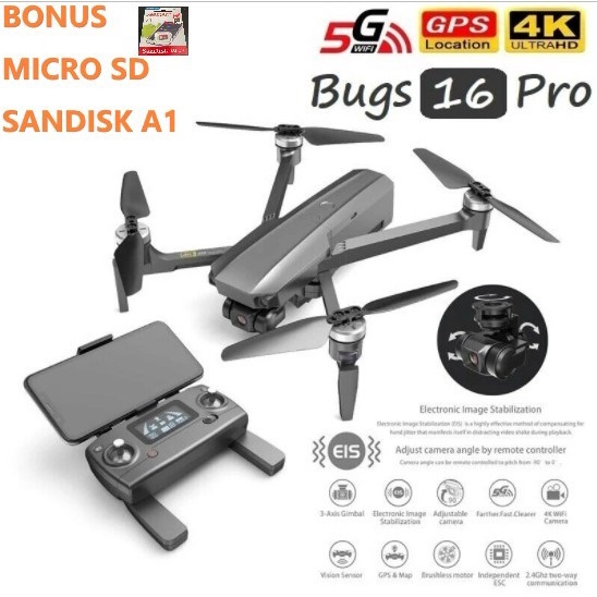 {adenastore} MJX B16 pro Bugs 16 pro Drone GPS 4K 5G EIS Camera 3-axis Gimbal - 1 PCS BATTERY Limite