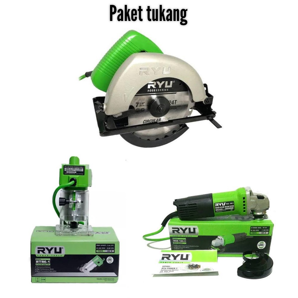 RYU PAKET 3 ITEM / PAKET HEMAT TUKANG MEBEL/ TUKANG KAYU CIRCULAR SAW + GERINDA + MESIN PROFIL ORIGINAL RYU JAPAN TECNOLOGY