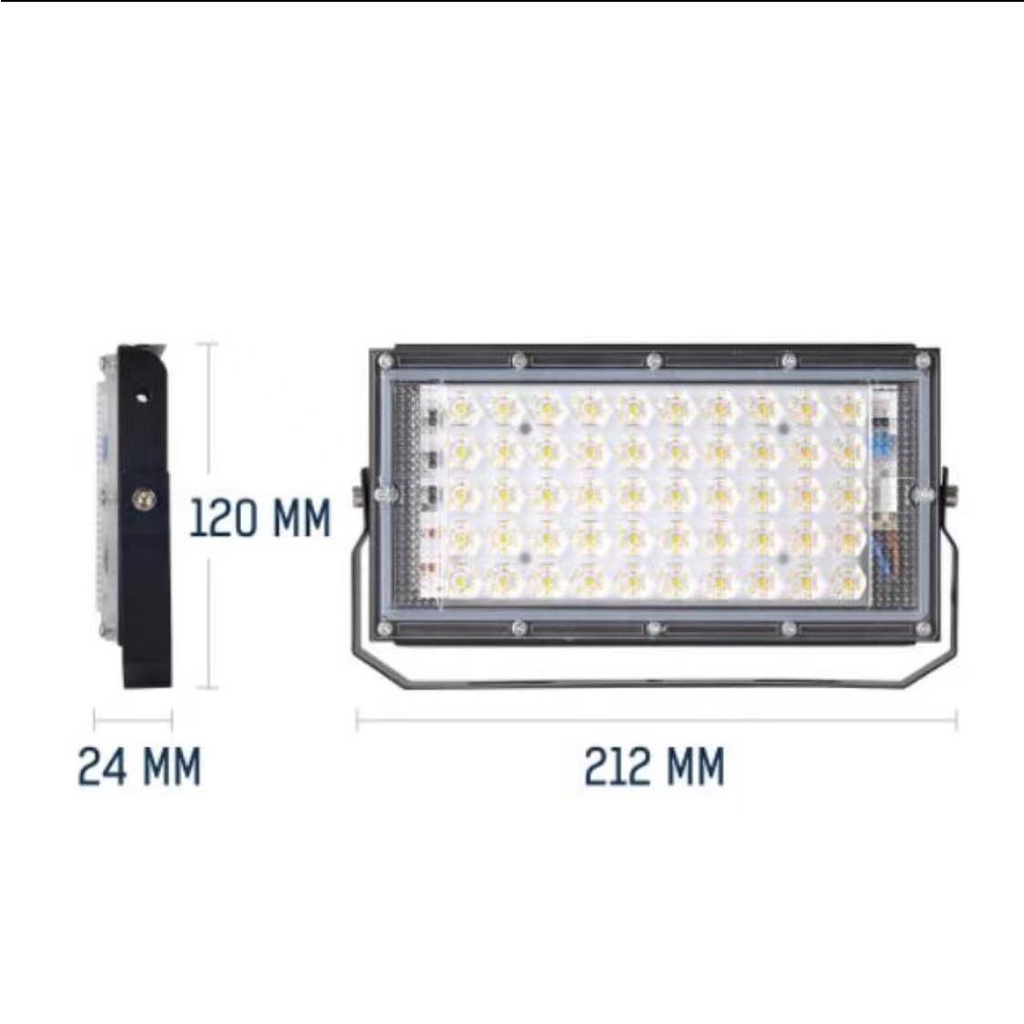 DC 12v SLIM 50W Lampu Sorot PANEL LED floodlight Kabel jepit aki