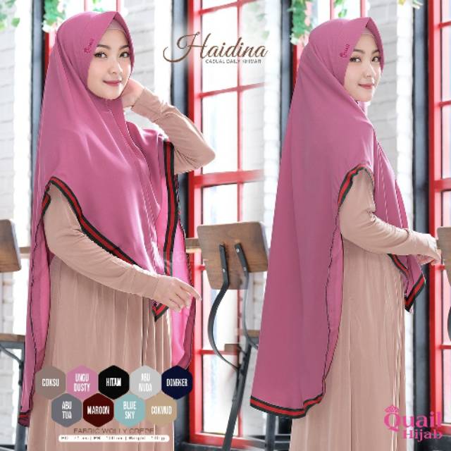 HAIDINA QUAIL HIJAB | ORIGINAL QUAIL HIJAB | khimar Panjang | Khimar Pink | Khimar Wolly Crepe