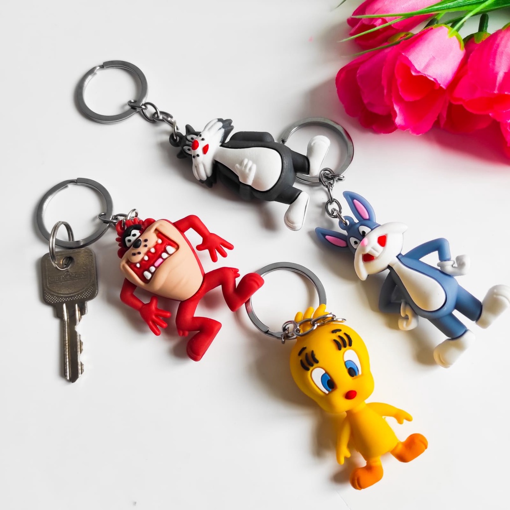 GANTUNGAN KUNCI KARET / RUBBER KEYCHAIN 3D LOONEY TUNES LUCU GANCI KEY CHAIN KEY RING