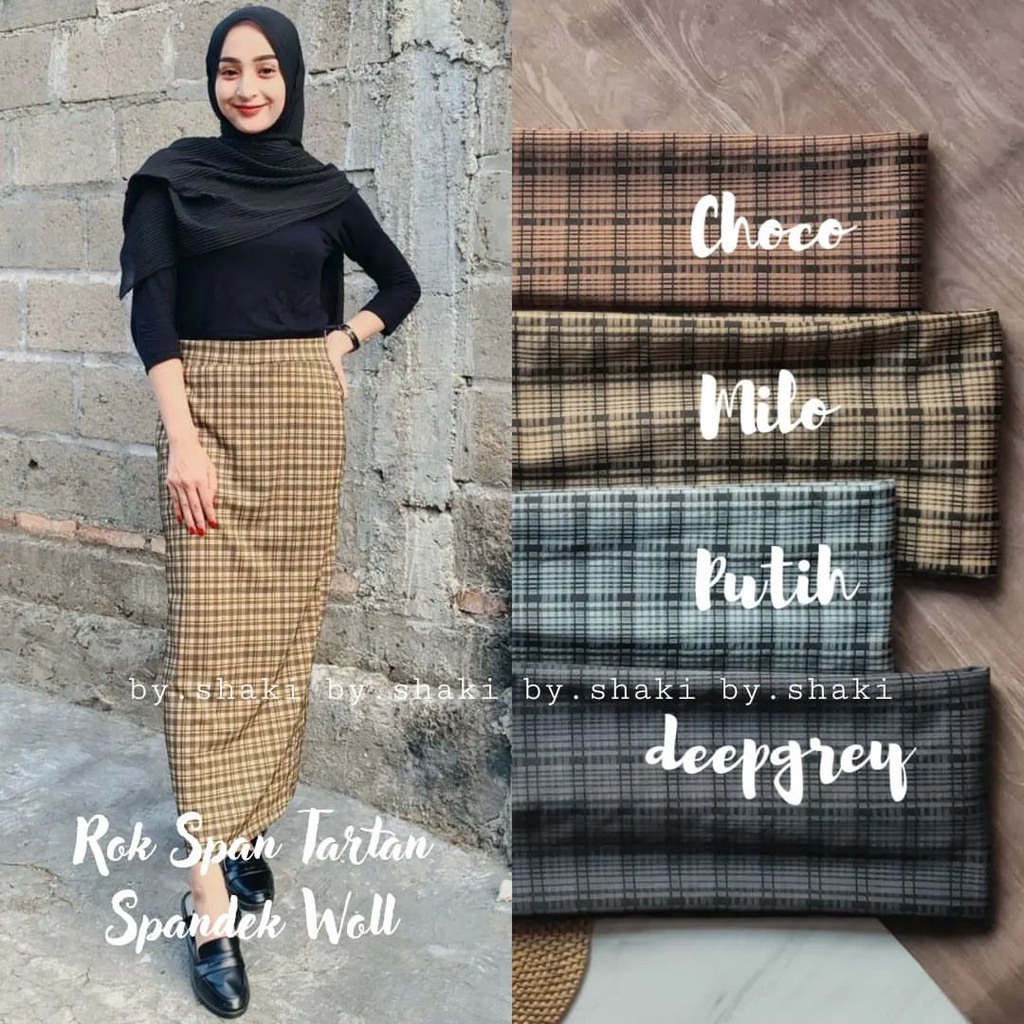 ROK SPAN TARTAN PANJANG KOREAN STYLE SIZE JUMBO//ROK SPAN TARTAN