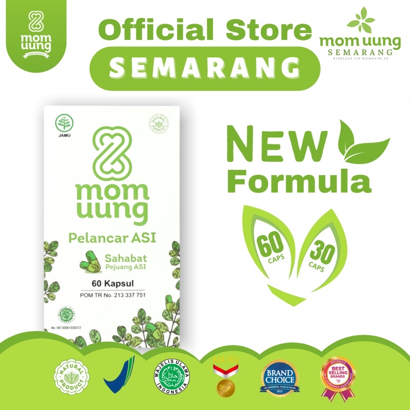 MOM UUNG ASI BOOSTER MOM UUNG SEMARANG KELORCAP  PELANCAR ASI BOOSTER KAPSUL BPOM HALAL HERBAL MOMUUNG