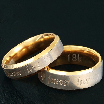 Cincin Pria Couple Titanium Forever Love Warna Silver Gold - BR315