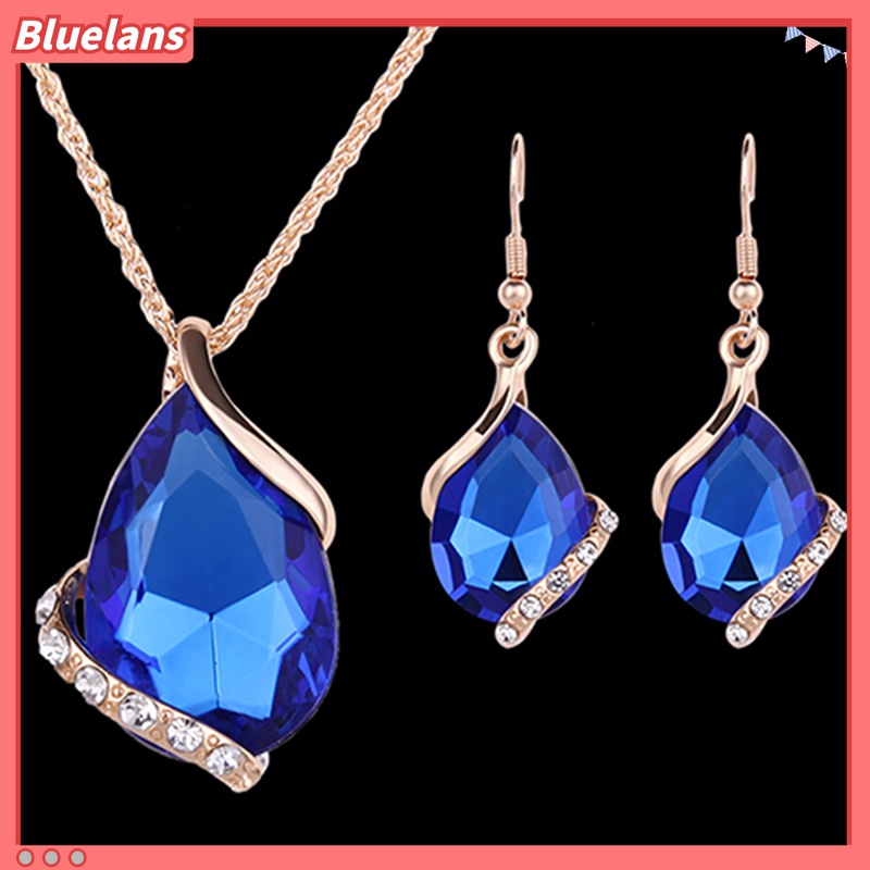 1 Set Kalung Rantai Choker Kristal Berlian Imitasi Berkilau Untuk Wanita