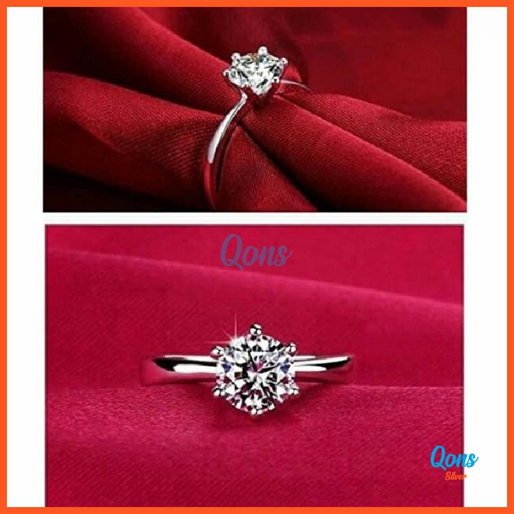 Cincin Kawin Single Perak 925 Lapis Nikah Tunangan Pria Wanita Sterling Silver Wedding Ring Satuan W