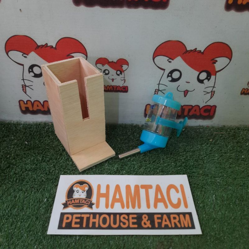 TATAKAN BOTOL MINUM KAYU &amp; BOTOL HAMSTER | GERBIL | LANDAK | SMALLPETS BY HAMTACI