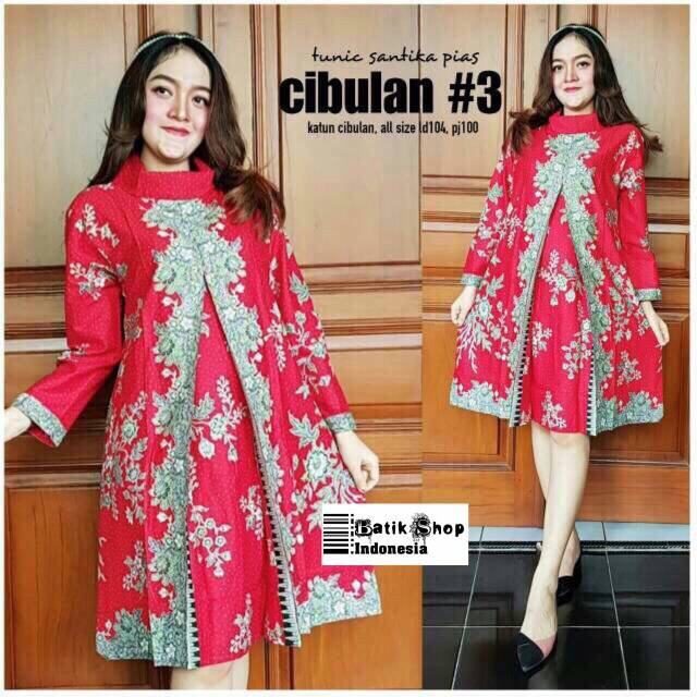 Tunik Santika Pias Cibulan #3 Batik Solo Modern Tunic Kondangan Muslim Baju Kerja Kantoran Seragaman