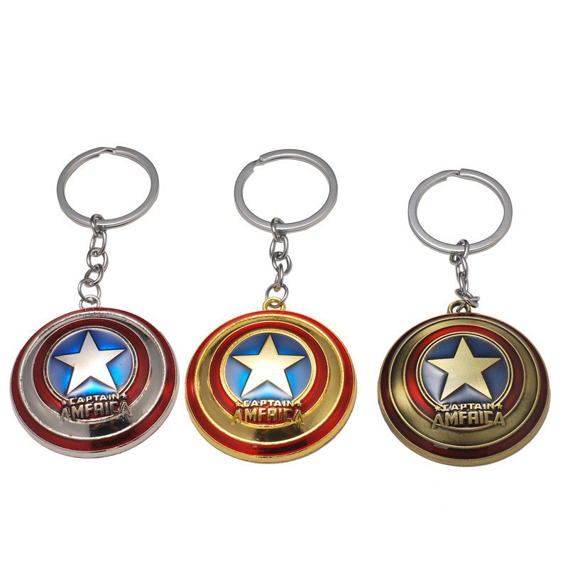 1pc Gantungan Kunci Bentuk Perisai Captain America Bahan Alloy