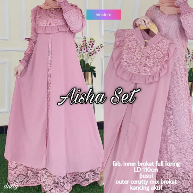 AISHA SET INNER BRUKAT + OUTER CERUTY  FULL PURING