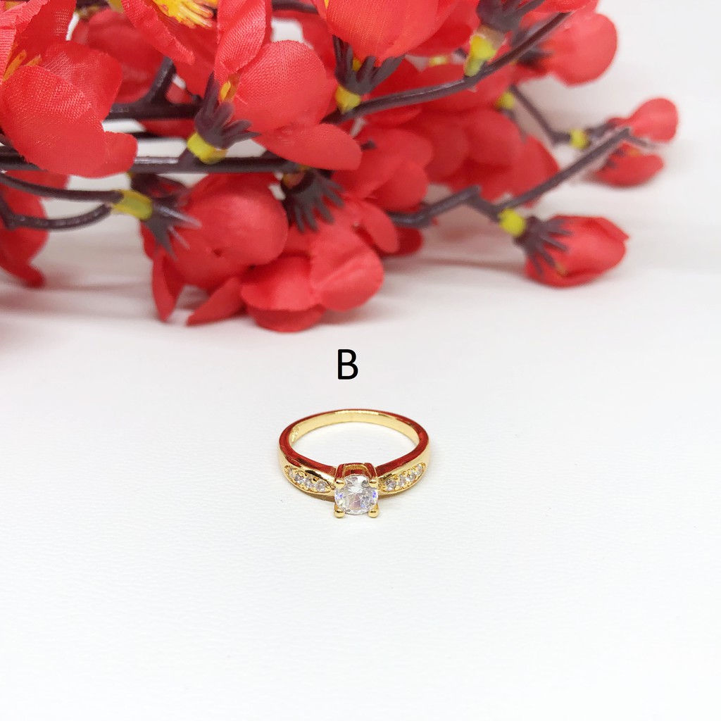 Cincin Berlian Imitasi Xuping Love Solitaire Lapis Emas - BR398