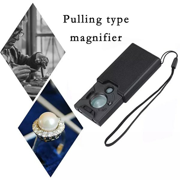 Kaca Pembesar Batu dan Permata Zoom LED Multipurpose Pullout Magnifier 9585