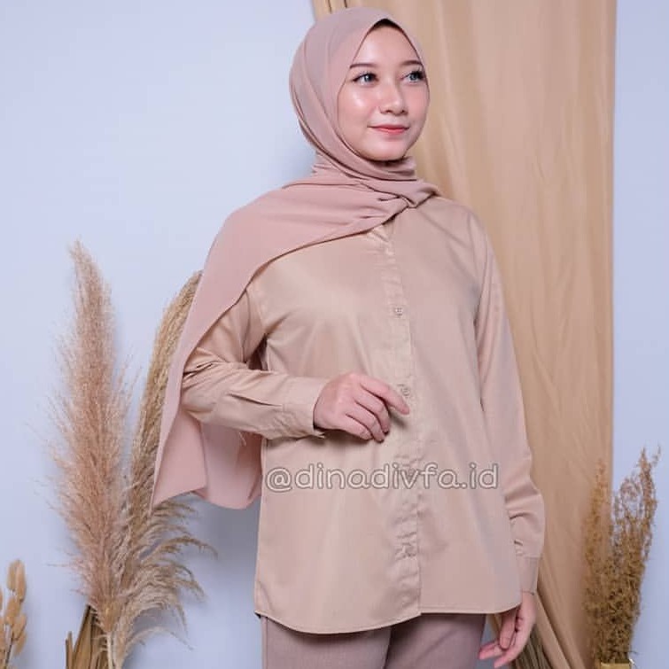 Kemeja Wanita Kerja Polos Busui Katun Toyobo Bayar ditempat marimofashions-KEMEJA TOYOBO Milo