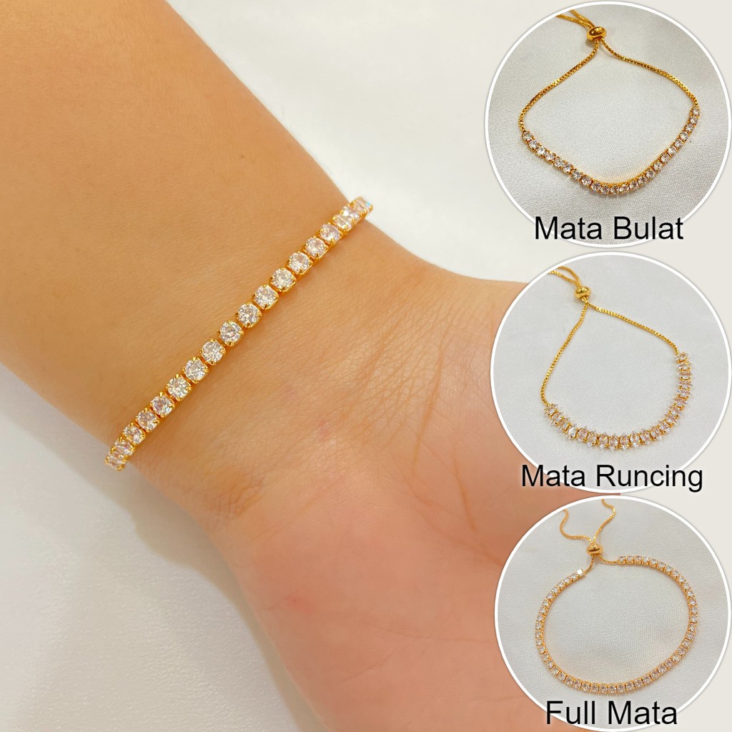 Gelang Serut Wanita Full Permata Lapis Emas Aksesoris Fashion Daily Yaxiya Jewelry GLE80