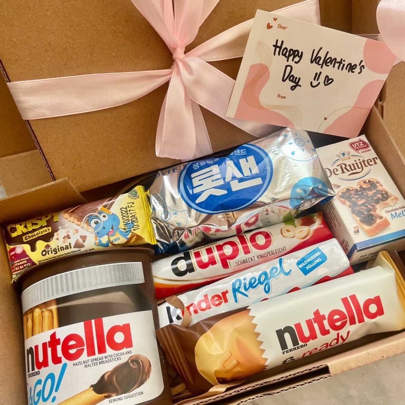 

Hampers Valentine Coklat Valentines Nutella Go Chocolate Box idea Duplo Kinder Import Snack