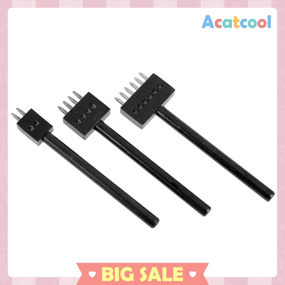 3pcs/Set 5mm Pitch 2 4 6 Prong Hardened Leather Hole Punch Leather Stitch