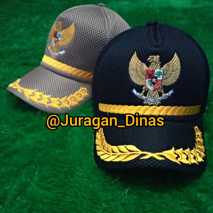 (( BISA COD )) TOPI LOGO LAMBANG GARUDA RT RW LURAH KADES KEPALA DESA HITAM KHAKY - Khaky ( TERLENGK