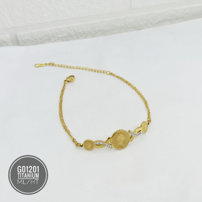 Gelang Titanium Rantai Koin Gold G07019