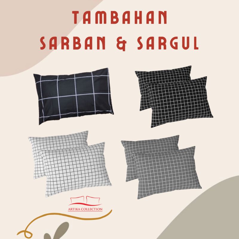 Tambahan Sarung Bantal Guling Kotak Hitam Putih Abu Aesthetic