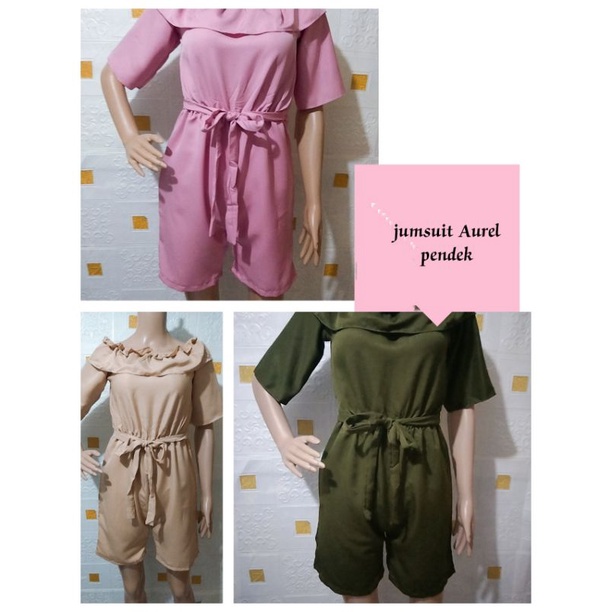 Jual Jumpsuit Aurel Pendek Sabrina Ukuran (Fit to L) | Shopee Indonesia