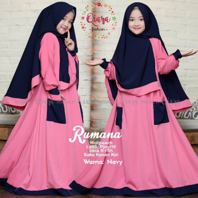 RUMANA KIDS GAMIS ANAK SYARI ORIGINAL BY QIARA BAJU MUSLIM SYARI ANAK GAMIS WOLFIS