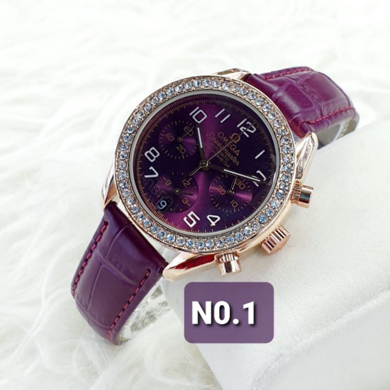 Jam Tangan Analog Wanita OMEGA SpeedMaster OMG109 Chronograph Grade Semi Super