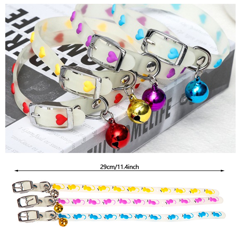 【TK】Adjustable Pet Glowing Collar With Bell Buckle Neck Strap Puppy Luminous Collar Cute Dog Cat Collar Glow At Night Pet Supplies