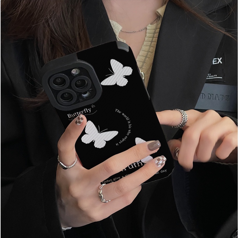 Vivo V23e V21 Y76 Y72 Y01 Y15S Y15A T1X Y21 Y21S Y33T Y20 Y20s Y20s Y15S Y1X Y21 Y30 Y12s Y50S Y1I Y30 Soft Case Desain Kupu-Kupu Putih Untuk