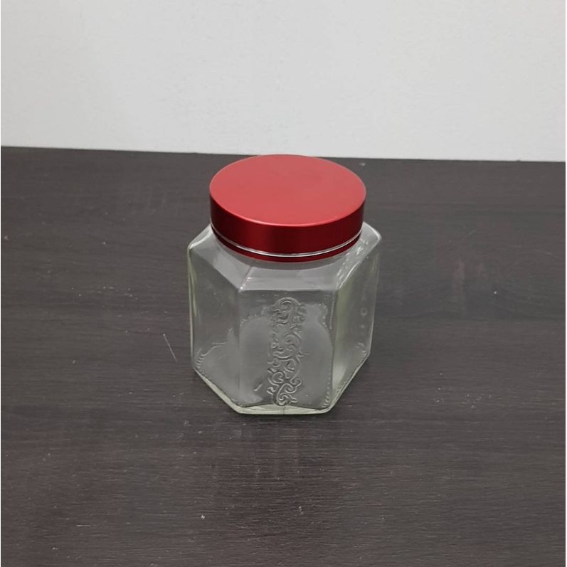 JHXUK260 jar kaca hexagonal 250ml / jar kaca madu 250ml / jar selai 250ml