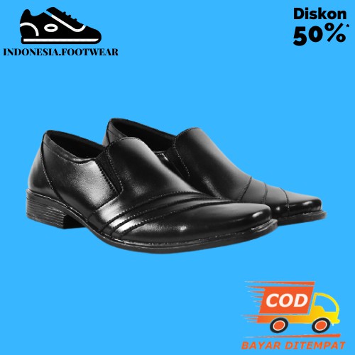 Sepatu Pantofel Hitam Pria Crocodile Paul Formal Slop Casual Kerja Kantor Murah