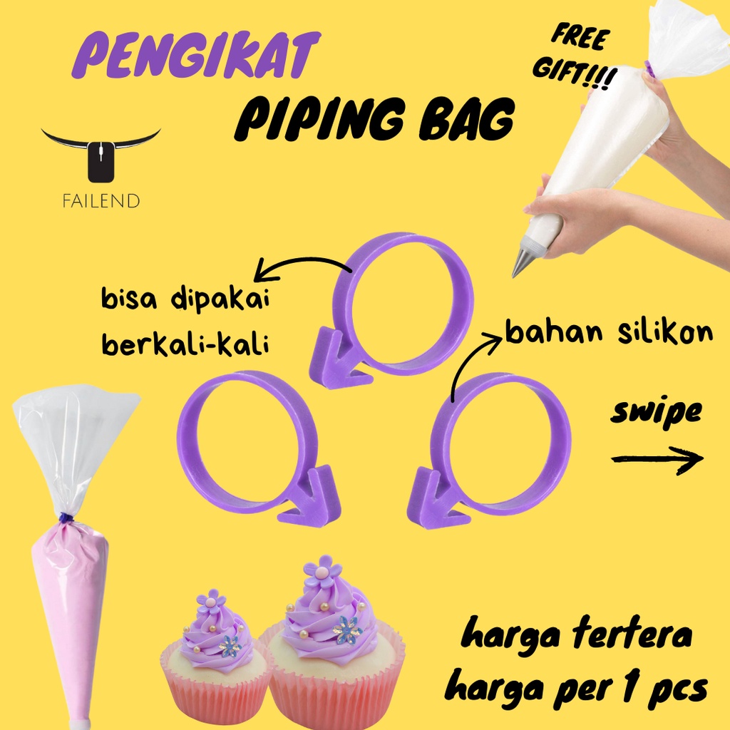 Karet Silikon Pengikat Piping Bag Silicone Icing Bag Ties Ungu