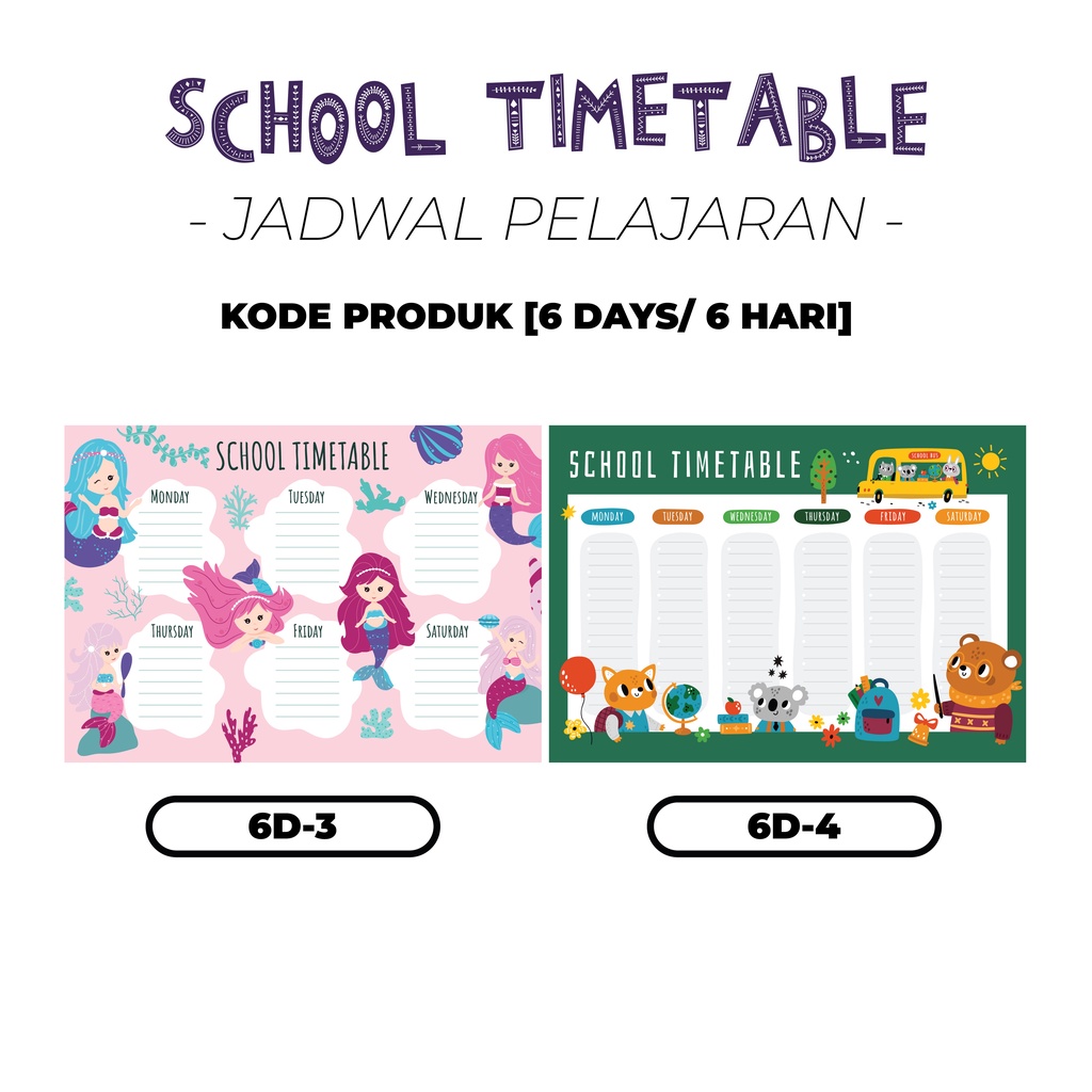 Shool Timetable/ Jadwal Pelajaran Sekolah, Kuliah Anti Air &amp; Sobek, Tinggal Tempel (GRATIS SPIDOL)