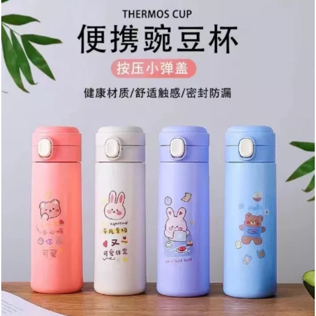 Termos Kancing Kaca-Botol Kaca Boneka 450ml Vacuum Cup Clip On Korean Style Botol Tumbler 450ml Boneka Vacuum Cup Clip On Korean Style