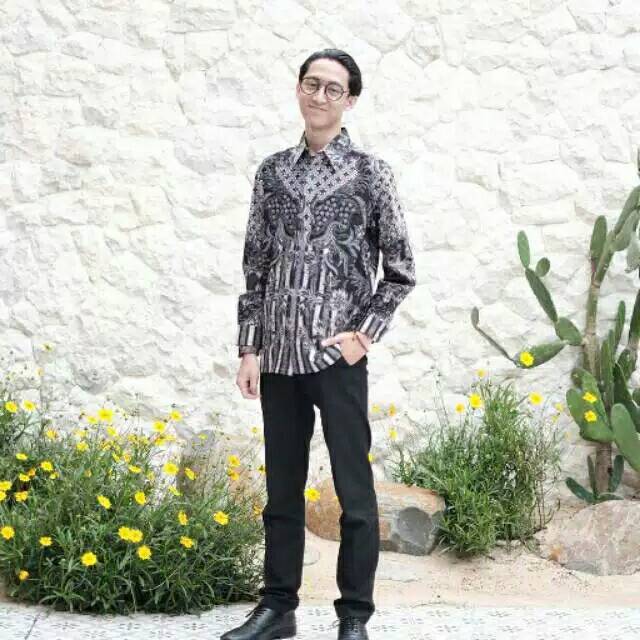 SET kemeja dan rok batik Kemeja panjang ANNABEL ANDINI Kemeja Batik Pria Modern Lengan Panjang Casual Modis Slim Fit Trendy