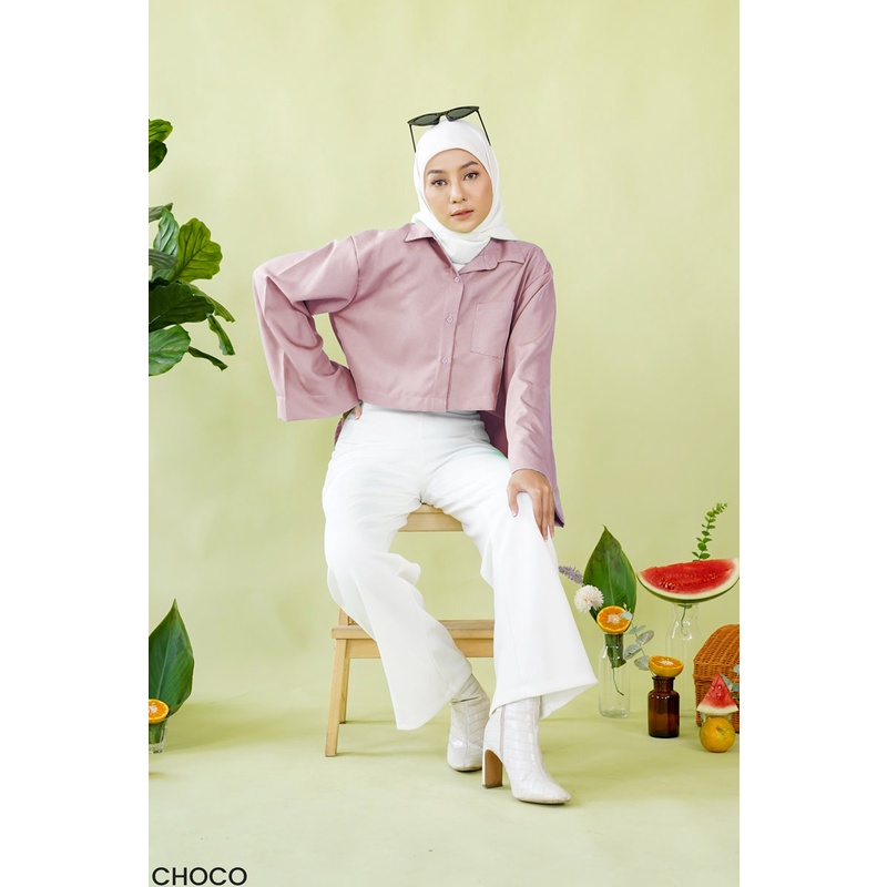 Baley Crop Shirt Blouse Atasan Wanita