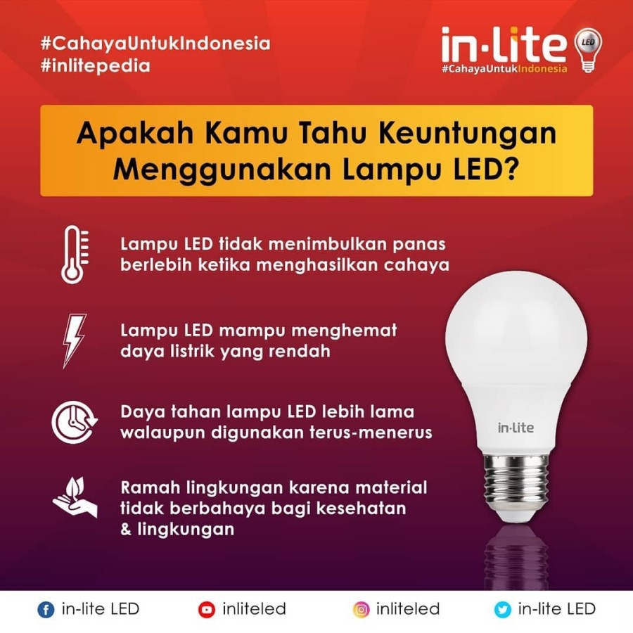 [PROMO] Lampu Led In-Lite Value 11Watt INB010 Nyala PUTIH