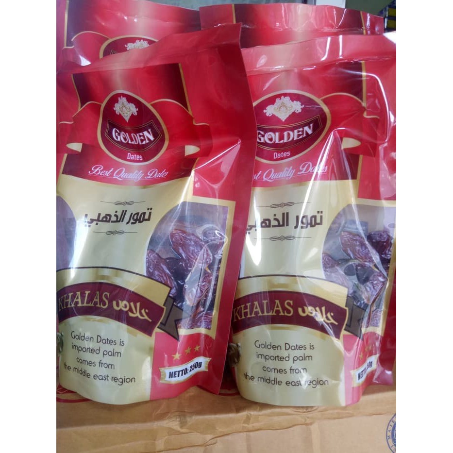 

KEMASAN TERBARU BUAH KURMA GOLDEN KHALAS BEST QUALITY DATES 250 GR