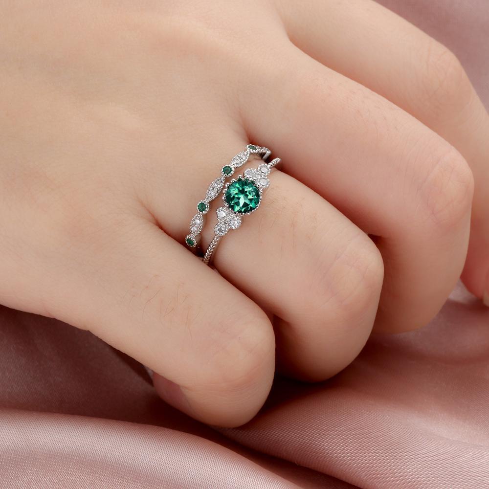 Nanas Biru Set Cincin Pesta Pengantin Perhiasan Tunangan Pernikahan Safir