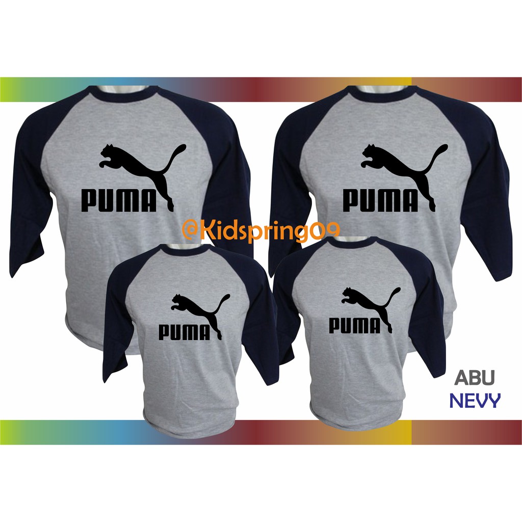 (BISA COD)Kaos Couple Puma Terbaru / Kaos Raglan Couple/ Baju Couple/Reglan Keluarga anak ibu ayah