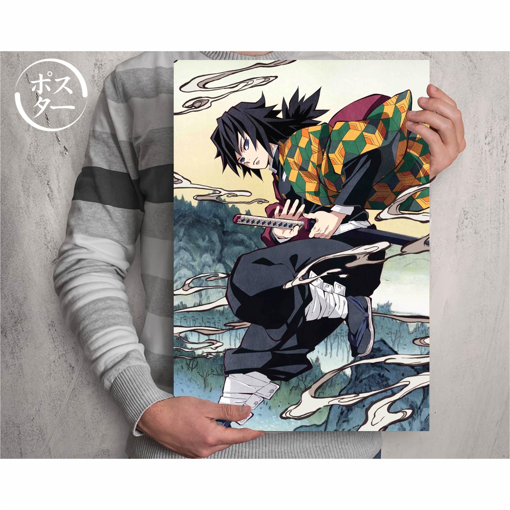 Koleksi Poster Anime Kimetsu no Yaiba - Demon Slayer B - Tanjiro Nezuko Zenitsu Inosuke - Size A3+-Giyuu A