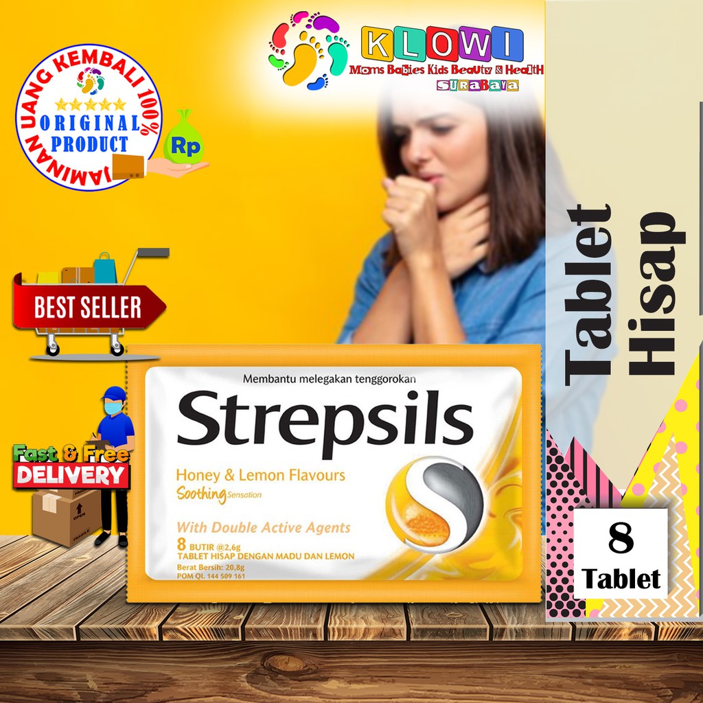 

Strepsils Honey & Lemon 8 Tablet Hisap - Rasa Madu & Lemon / Melegakan Tenggorokan / Permen