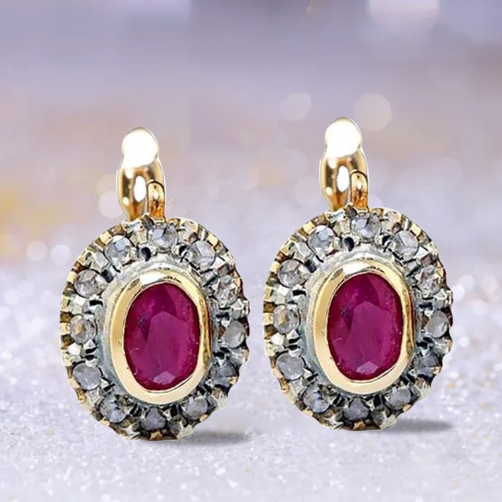 Hu Hu Hu Hu Hu Alat Bantu Pasang Kacamata♡ 1 Pasang Anting Klip Bentuk Oval Aksen Berlian Imitasi Bahan Alloy Untuk Wanita