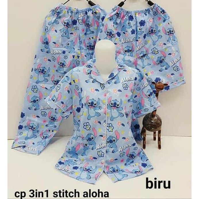 CIAHAW BAJU TIDUR WANITA PIYAMA CP 3IN 1/PAKAIAN BAJU TIDUR 3IN 1